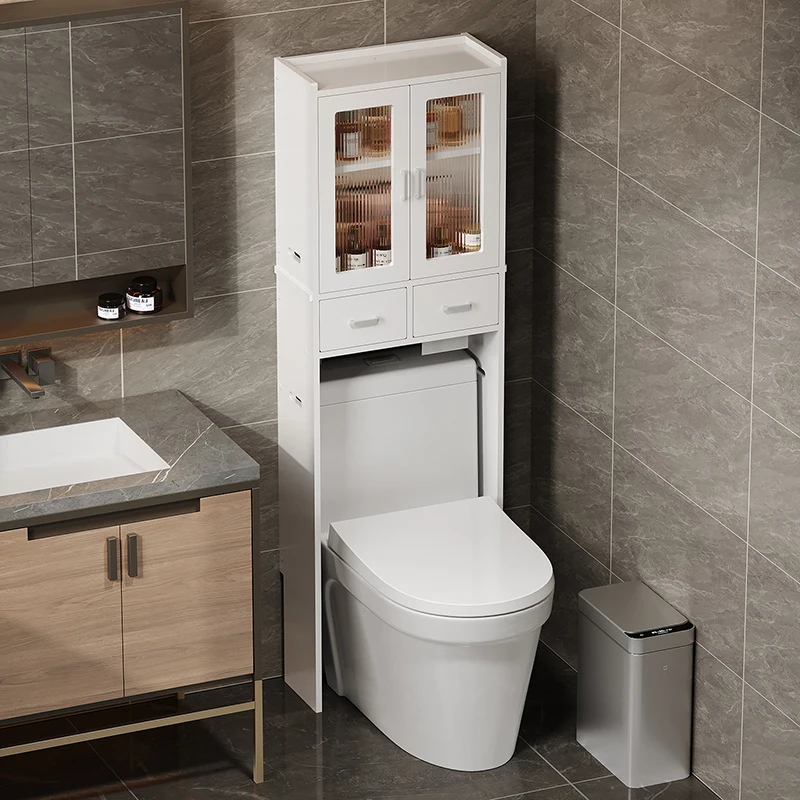 

Storage rack above the bathroom, floor standing bathroom, covered storage cabinet