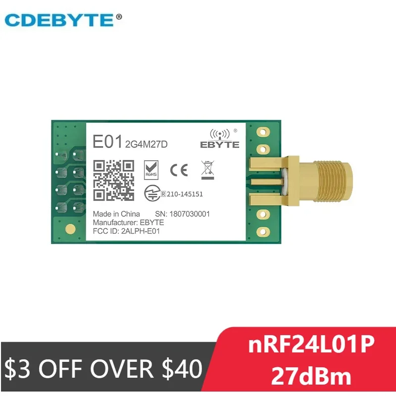 Wireless Module CDEBYTE E01-2G4M27D nRF24L01P 27dBm nRF24L01 PA LNA Long Range 2.4GHz SPI DIP IoT Module