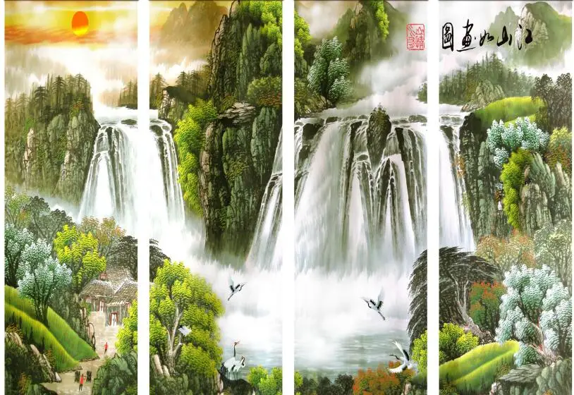 

MT0160 Chinese Style Swallow Landscape Print Art Canvas Poster For Living Room Decor Home Wall Picture