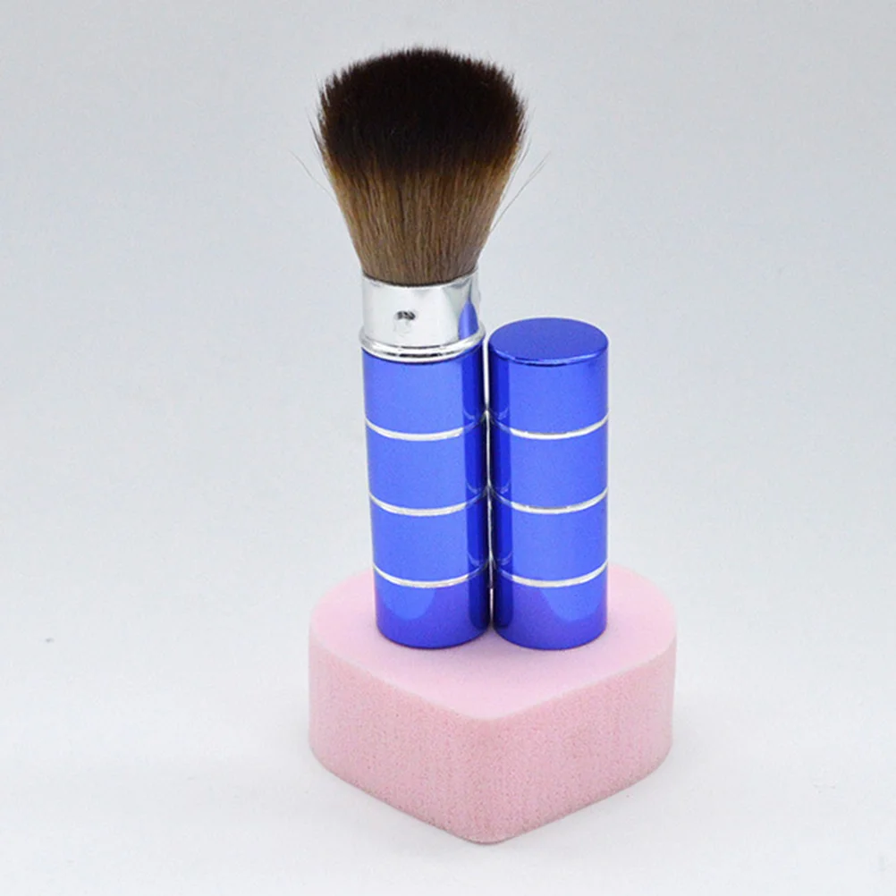 Makeup Telescopic Retractable Powder Blush Brush Blue Metal Handle New Fashion Face Blush Brush Soft Nylon Bristles Daily Use