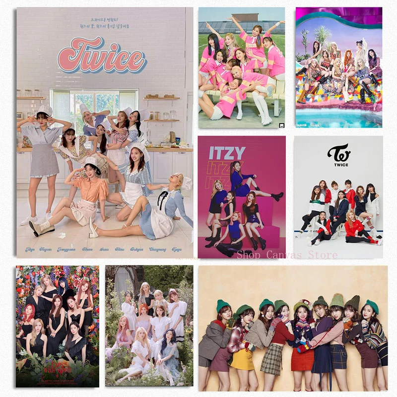 TWICE Kpop Girls Group Posters Aesthetic Canvas Painting HD Prints Wall Art Fans Collect Artwork For Living Room Home Decoration