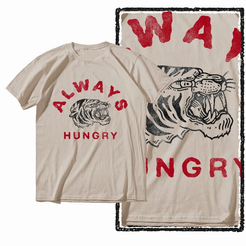 G41 Beige Vintage Tiger Printed Women's T-shirt |  Streetwear Cool O-neck men's Tee Tshirt