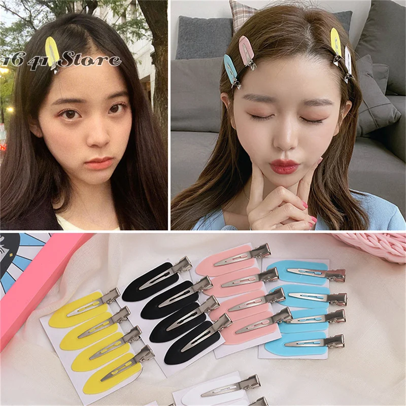 

4Pcs/Set Traceless Hair Clip Cream Glue Side Clip Girl Korean Simple Duckbill Clip Side Fairy Super Fairy Bangs Clip Headwear