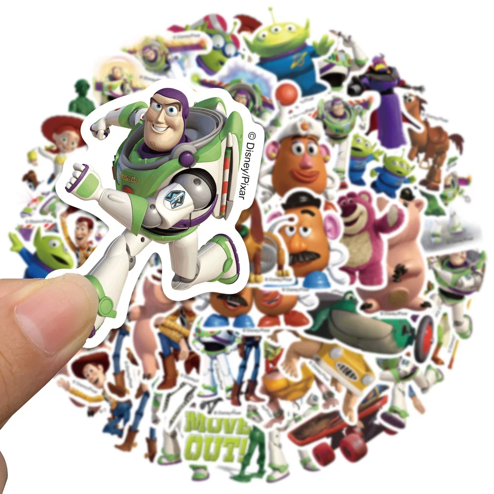 50pcs Disney 3D Toy Story Buzz Lightyear Alien Stickers Cartoon Cute Graffiti Decals For Kids Laptop Luggage Diary Sticker