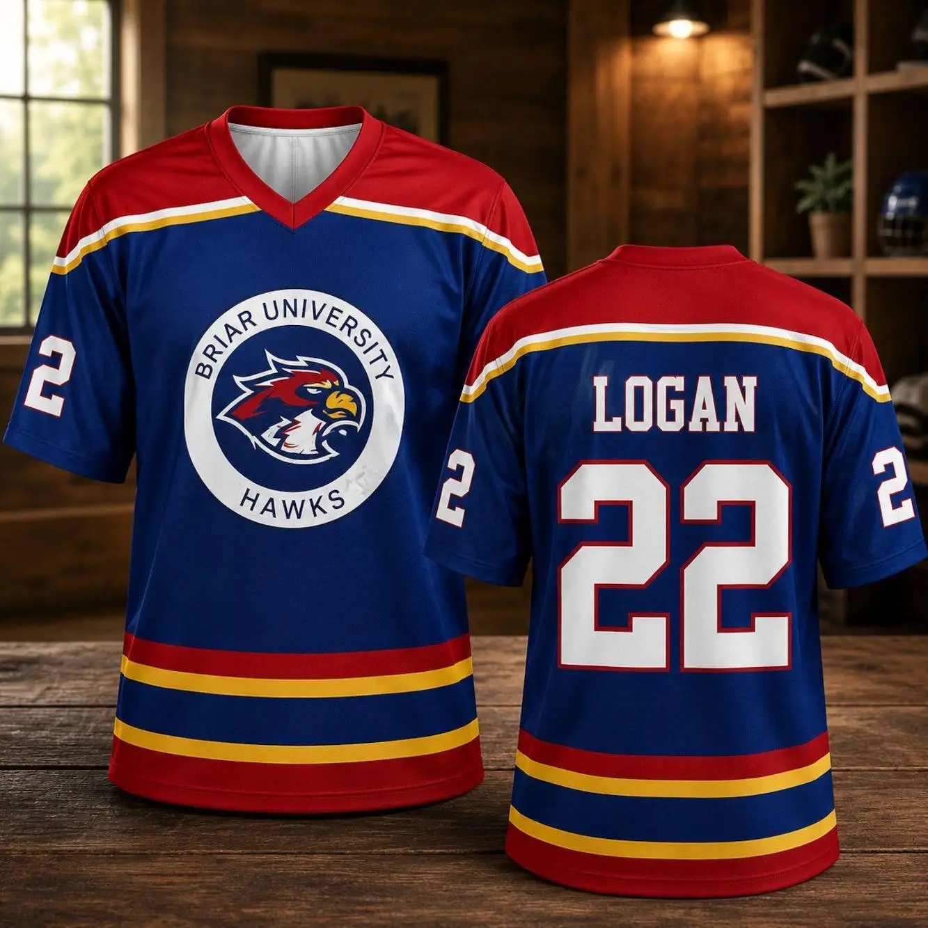 Briar University Hawks Hockey-Trikot Elle Kennedy Off-Campus Graham 44 Logan 22 Tucker 46 DiLaurentis 66 Cosplay Y2K Sportshirt – Detail 9