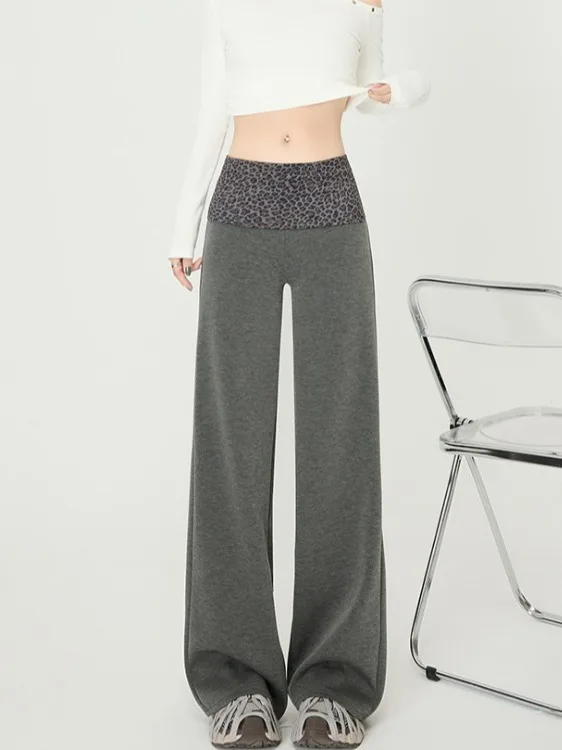 Damen Hose mit weitem Bein, Herbst und Winter, neue Sle Spor Yoga-Hose, Leopardenmuster, Patchwork, gerade, schmale Version, Lulu