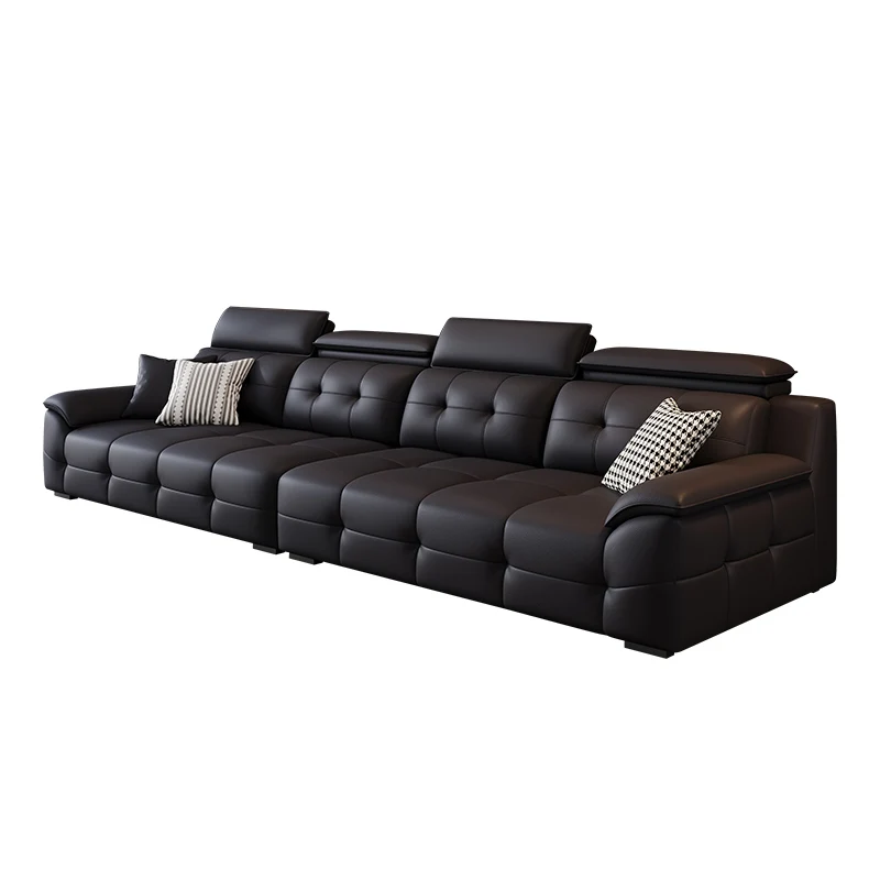 *New Small Apartment Genuine Leather Sofa, High-Back Lawrence Sofa, Italian Light Luxury Genuine Leather Sofa