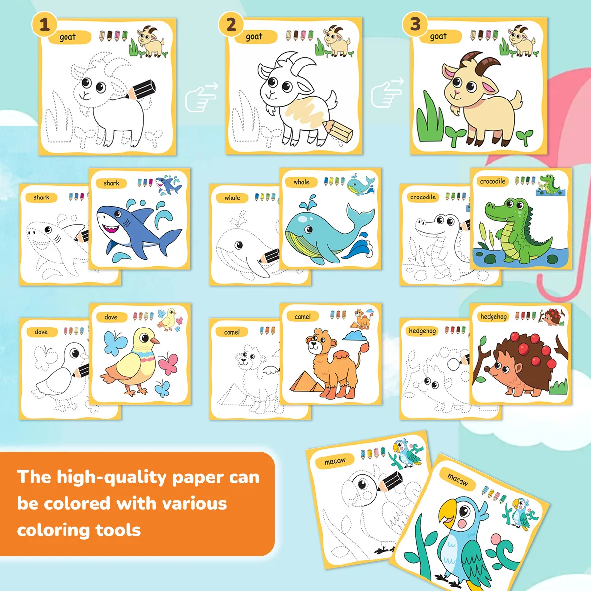 Malbuch für Kinder von 3-6 Jahren, geeignet für Jungen/Mädchen in der frühkindlichen Bildung (Set mit 10 Büchern) – Detail 5