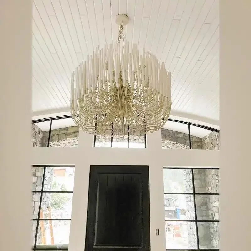Modern Home Decoration Ceiling Chandelier Wood Candles Led Lights Nordic Designer Living Room Dining Table Bedroom Lustre Salon