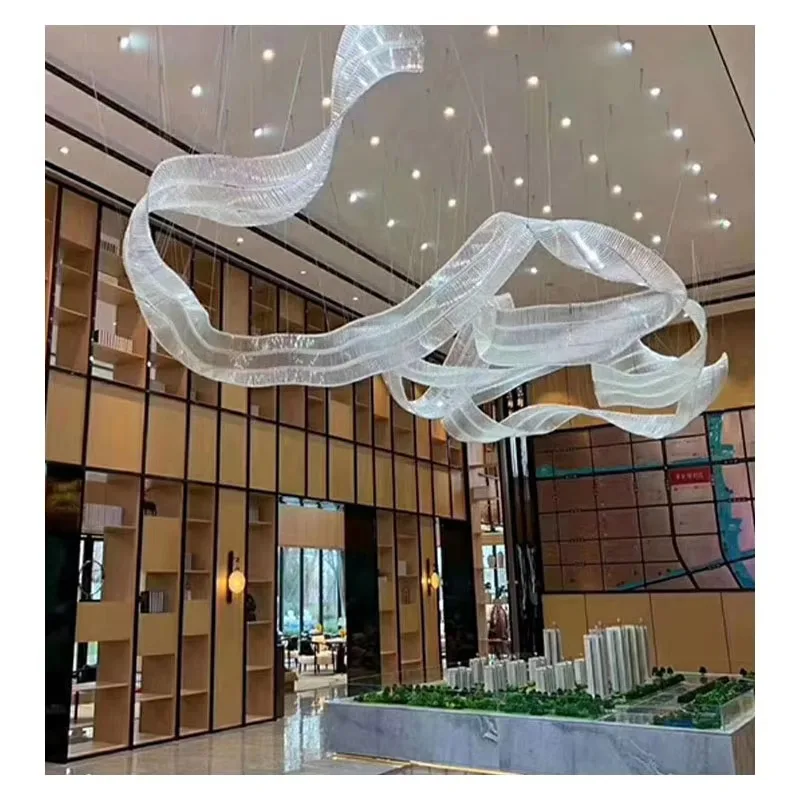 3D Art Glass Art Pendant Light For Large Customized Hotel Lobby Banquet Hall Hotel Ceiling Chandeliers Designer Hanging Lamps