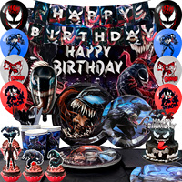 Venom 113 pcs Party Decorations&venomParty Tableware venom Decorations Banner Balloons Backdrop Plates Napkins Table Cloths etc