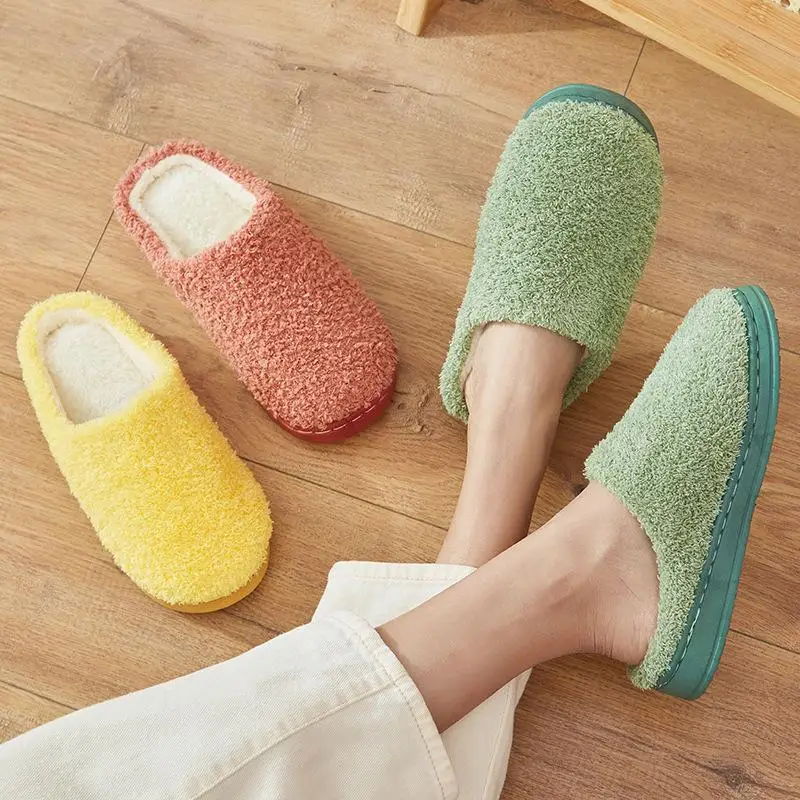 Plush House Slipper Warm Fuzzy Indoor Slippers Non Slip Silent Soft Sole Winter Home Bedroom Slip On Shoes image 3