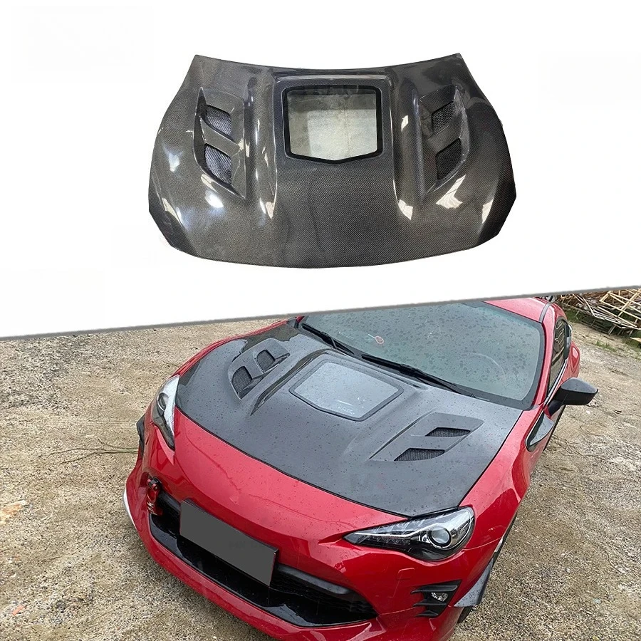 

High Quality Carbon Fiber Front Hood For Toyota GT86 Subaru BRZ 2013-2019 Engine Bonnet Cover With Transparent Glass Body Kit