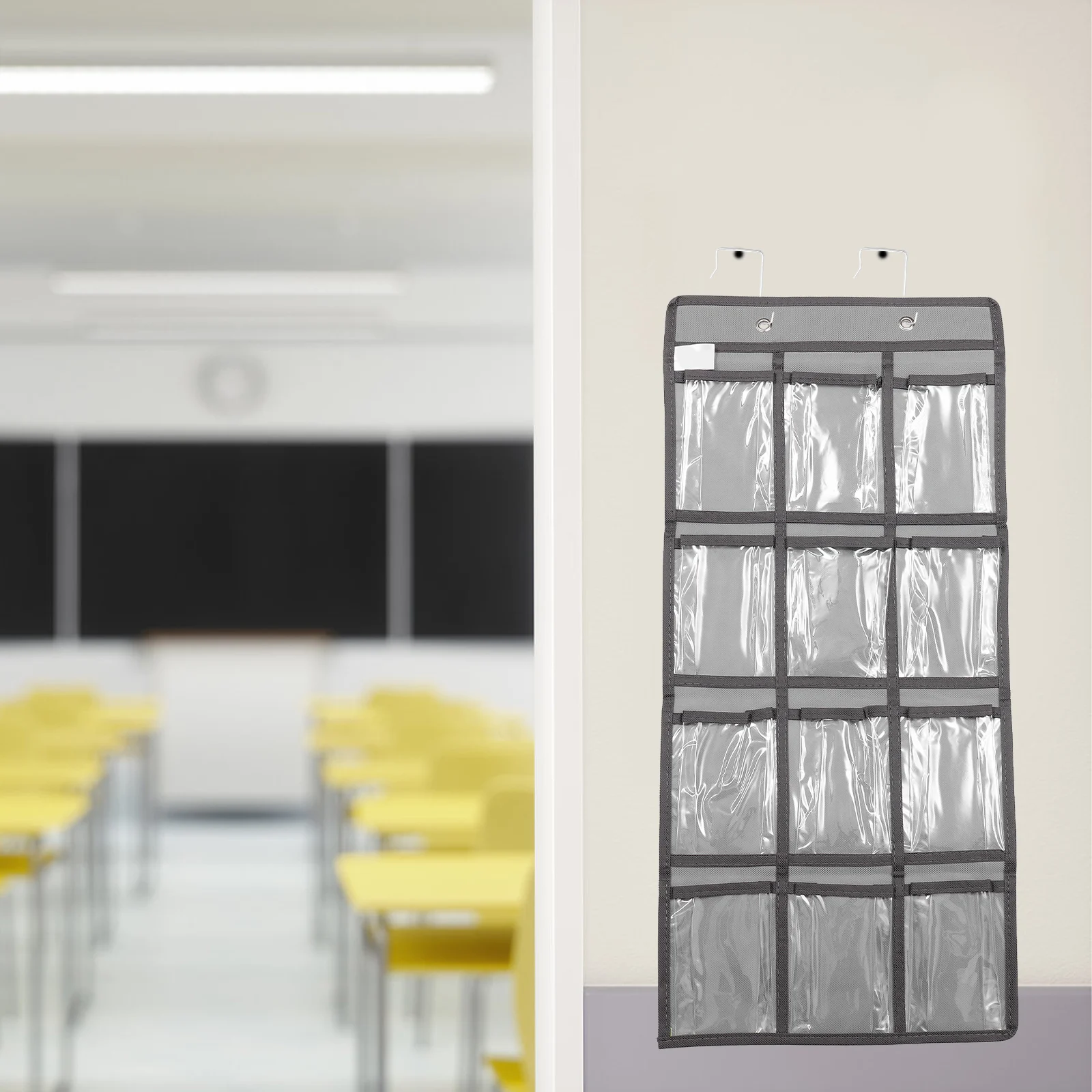 

Tote Bag Organizer Home Storage Phone Calculator School Cell Household Wall Mounted Pouches Grey Sundries Office