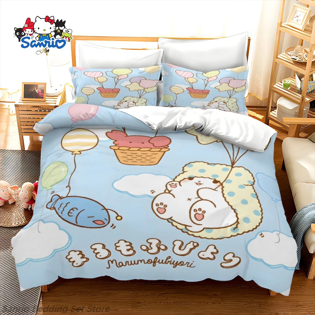

Sanrio Marumofubiyori Bedding Set Kids Marumofubiyori Duvet Cover Case Cute Quilt Cover for Bedroom Decor Birthday Gifts