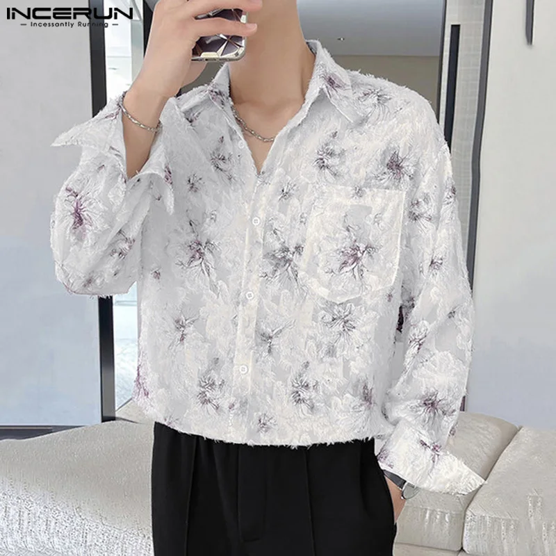 

Handsome Well Fitting Tops INCERUN Men's Jacquard Tassels Print Shirts Casual Male Hot Sale Long Sleeved Lapel Blouse S-5XL 2024