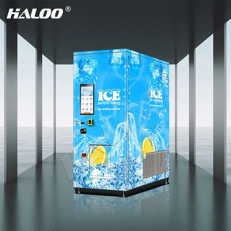 Haloo Vending Machine Coffee Station Bag Ice Supplier with Screen for Optimal Ice Making ATM Ice Vending Machine