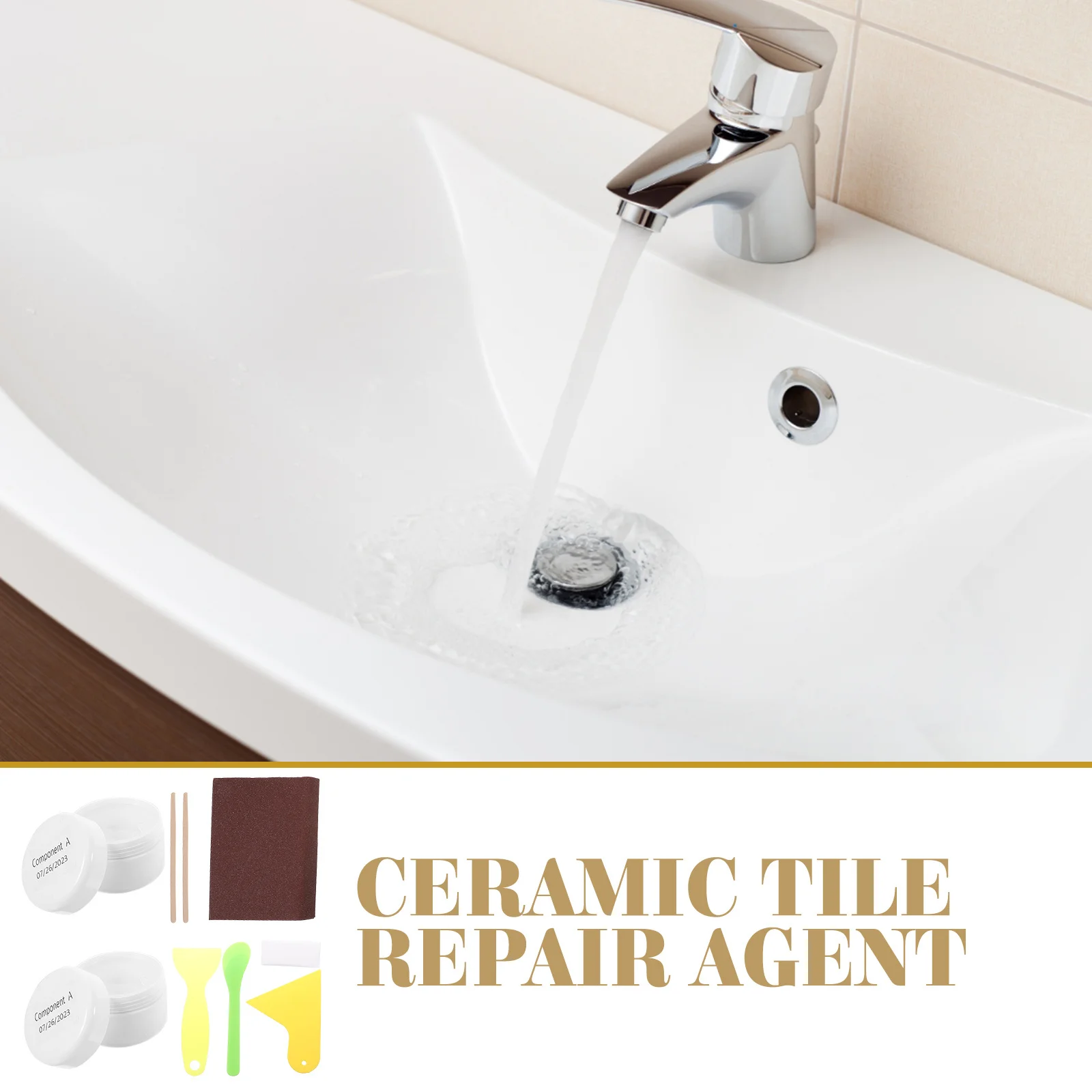 

Porcelain Repair Kit Bathtub Paint Fiberglass Tile Fix Safe Odorless Long-Lasting Home DIY Multipurpose Ceramic Countertop