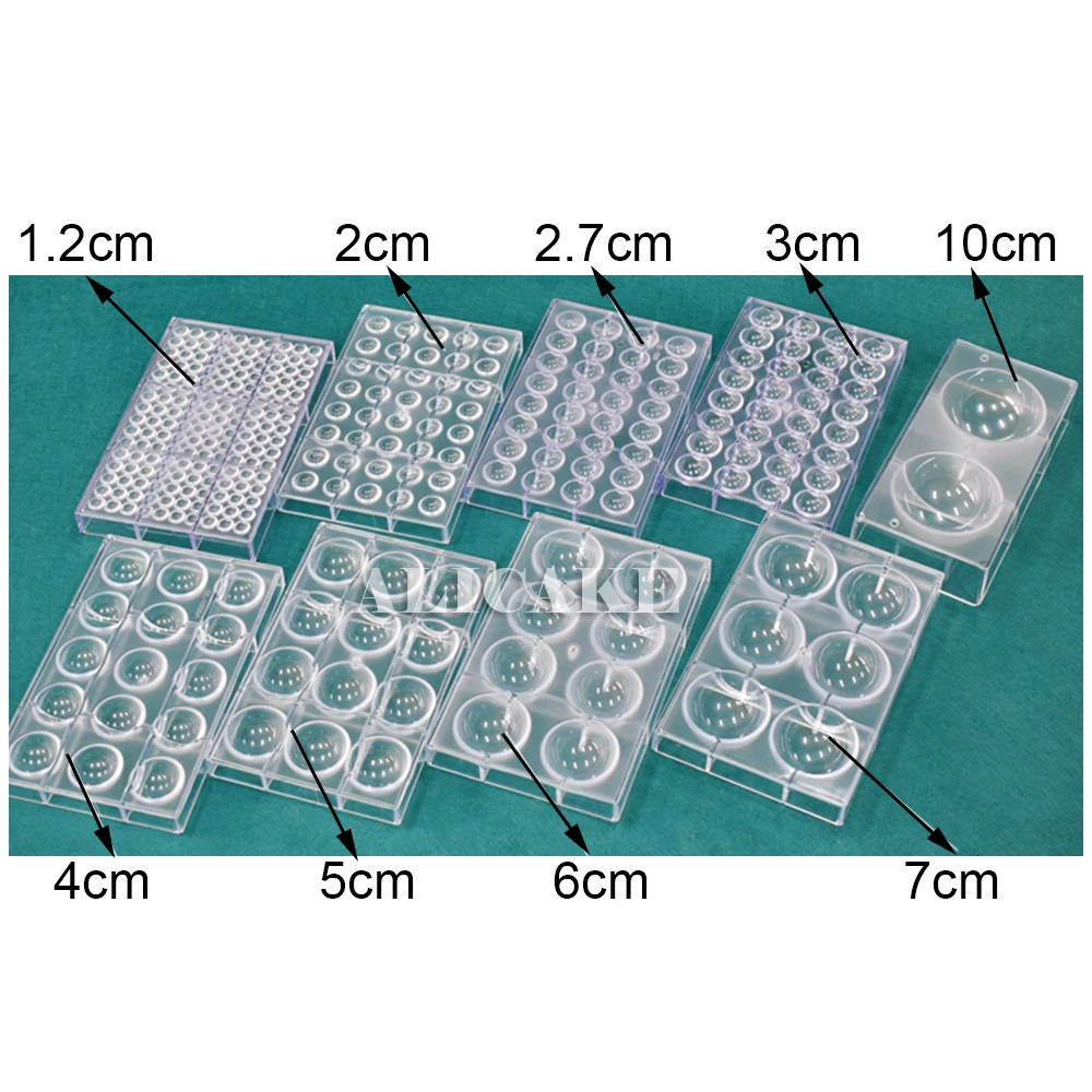 Hemisphere Polycarbonate Chocolate Mold Dimensions 2/3/4/5/6/7/10cm Professional Baking Candy Molds