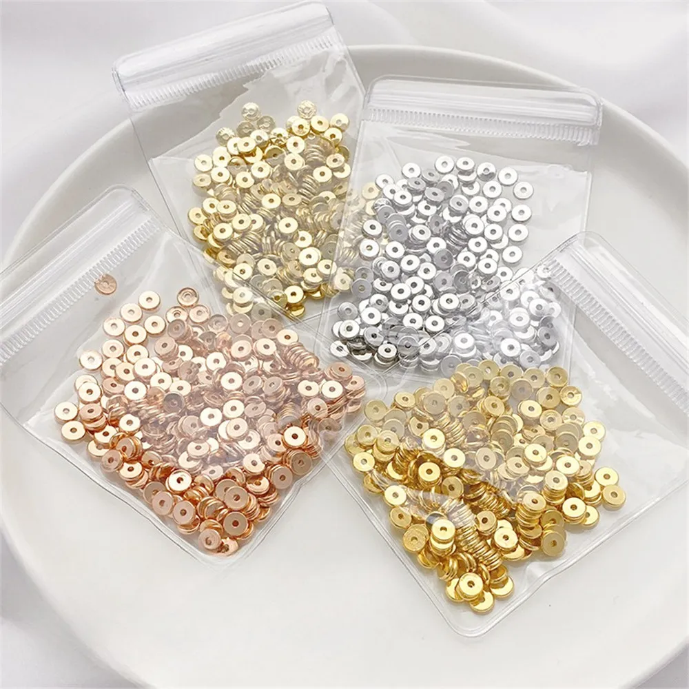 14K Gold-Color Flat Spacer Gasket Beaded Spacer Handmade DIY Bracelet Necklace Jewelry Material L198