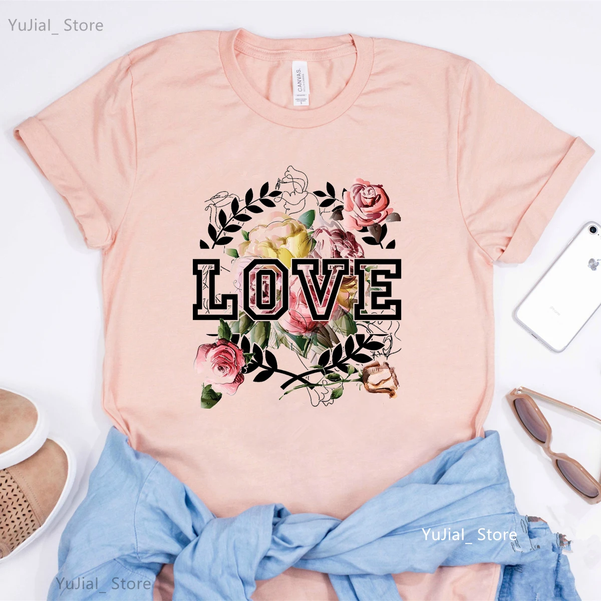 

2024 Hot Sale Funny T Shirt Girls Colorful Butterfly Print Tshirt Women Love Flowers Summer Fashion Tops Tee Shirt Femme