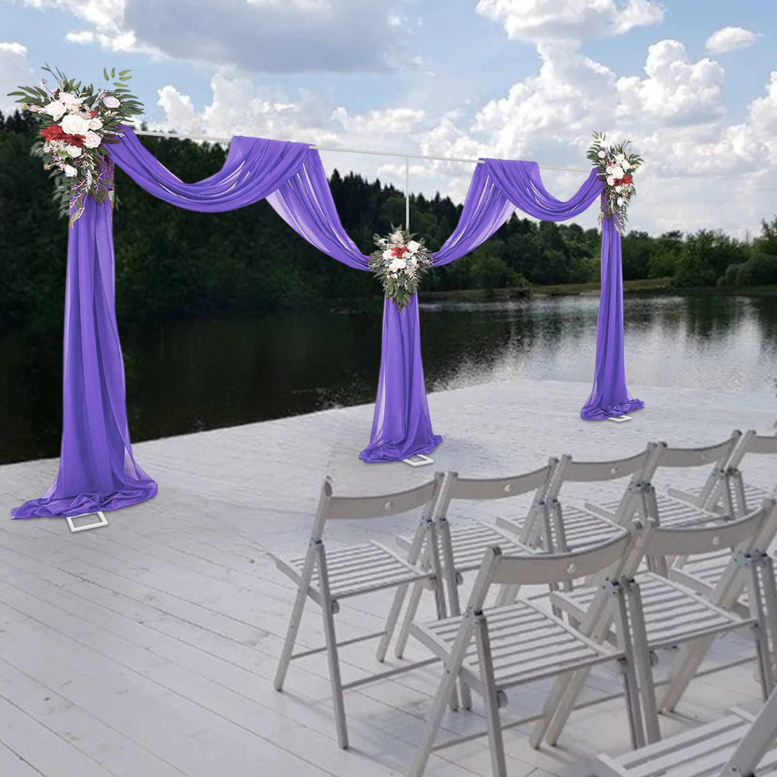 Hochzeitsbogen-Ständer 19,7x9,8ft Silberner Hochzeits-Party-Hintergrund-Ständer Rohr-Kit Blumenregal – Detail 4