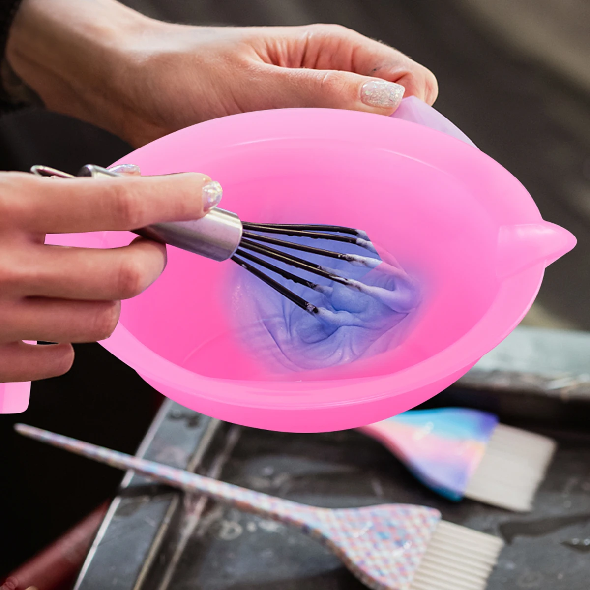 

3pcs Hair Dye Bowl Portable Pink Washable Plastic Coloring Bowls Remover Salon DIY Tools Hair Tint Accessories