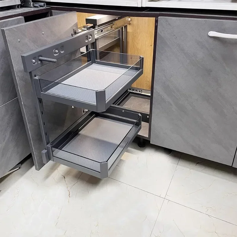 cross-border Kitchen Cabinet Corner Pot Holder Pull Basket All Pull Out of The Cabinet Corner Little Monster Small Cabinet