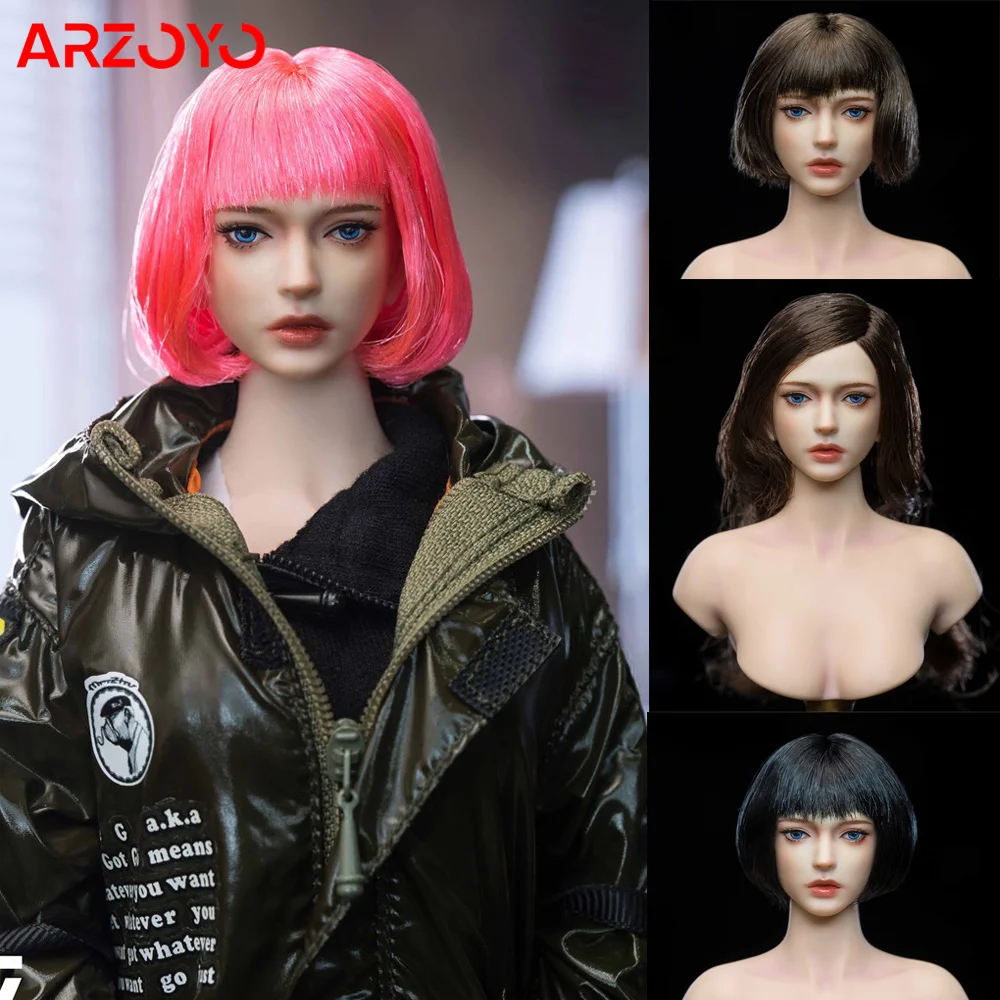 LZ TOYS SET011 1/6 Girl Head Sculpt Sunny Hair Transplant Head Carving Model Fit 12'' Female Soldier Action Figure Body