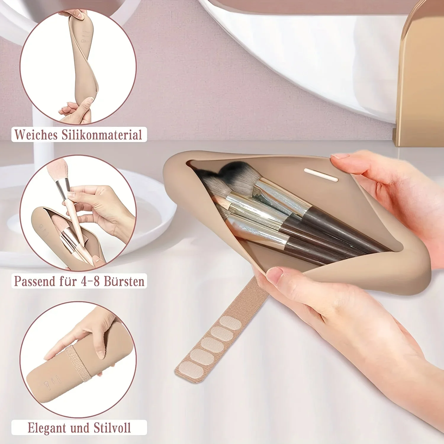 The new silicone makeup brush holder waterproof makeup brush case can organize and store makeup sponges and tools