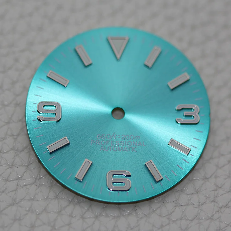 

28.5mm Sunburst Green Dial Watch Face NH35 Automatic Movement S Logo Date Just Dress Style Cadran Repair Part