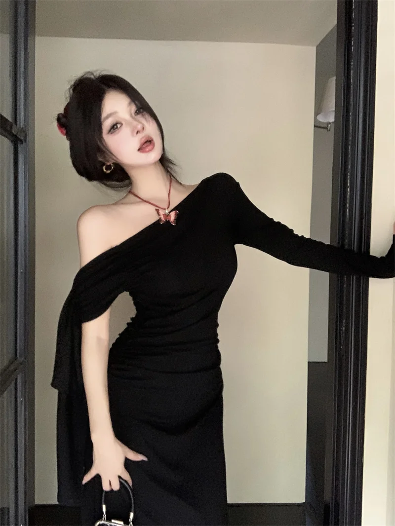 Robes à manches longues femmes robe jeune fille automne tricots smocké lambrissé boutonné col montant H-ligne Grunge Style multicolore