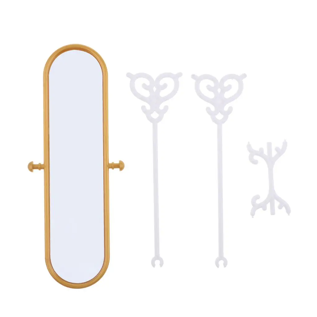 New Hot Dressing Mirror Furnitures for 1/6scale Doll House Decor Kids Pretend Play Toys Gold