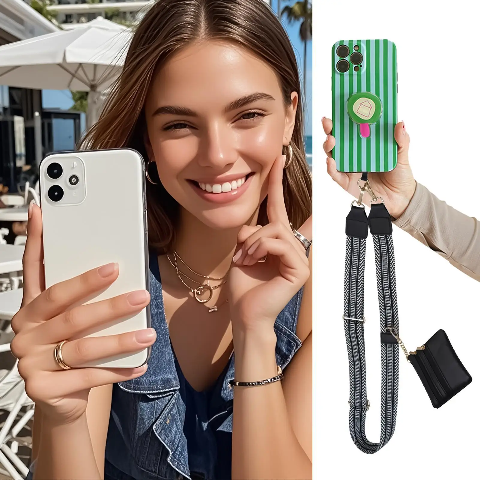 حزام الهاتف مع محفظة 27.5 بوصة مكافحة سرقة الهاتف الرقبة الحبل حبال للفتيات المعلمين المسافرين الأحداث المدرسية التسوق في الهواء الطلق