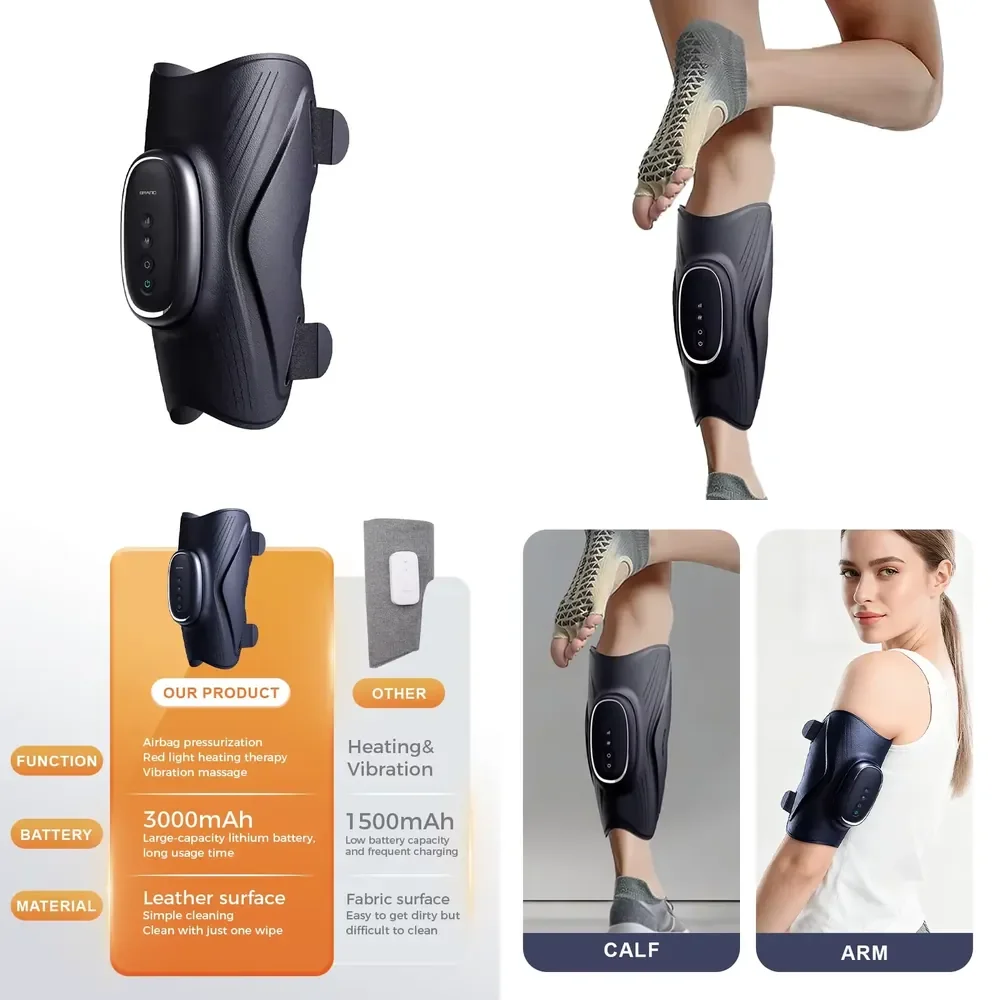 

【CHIMU HOME】 Electric Foot Circulator Pressotherapy Leg Massager Red Light Hot Compress Leg Massager With