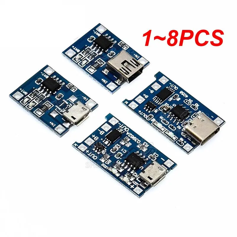 1~8PCS Type-c/Micro/Mini USB 5V 1A 18650 TP4056 Lithium Battery Charger Module Charging Board With Protection Dual Functions 1A