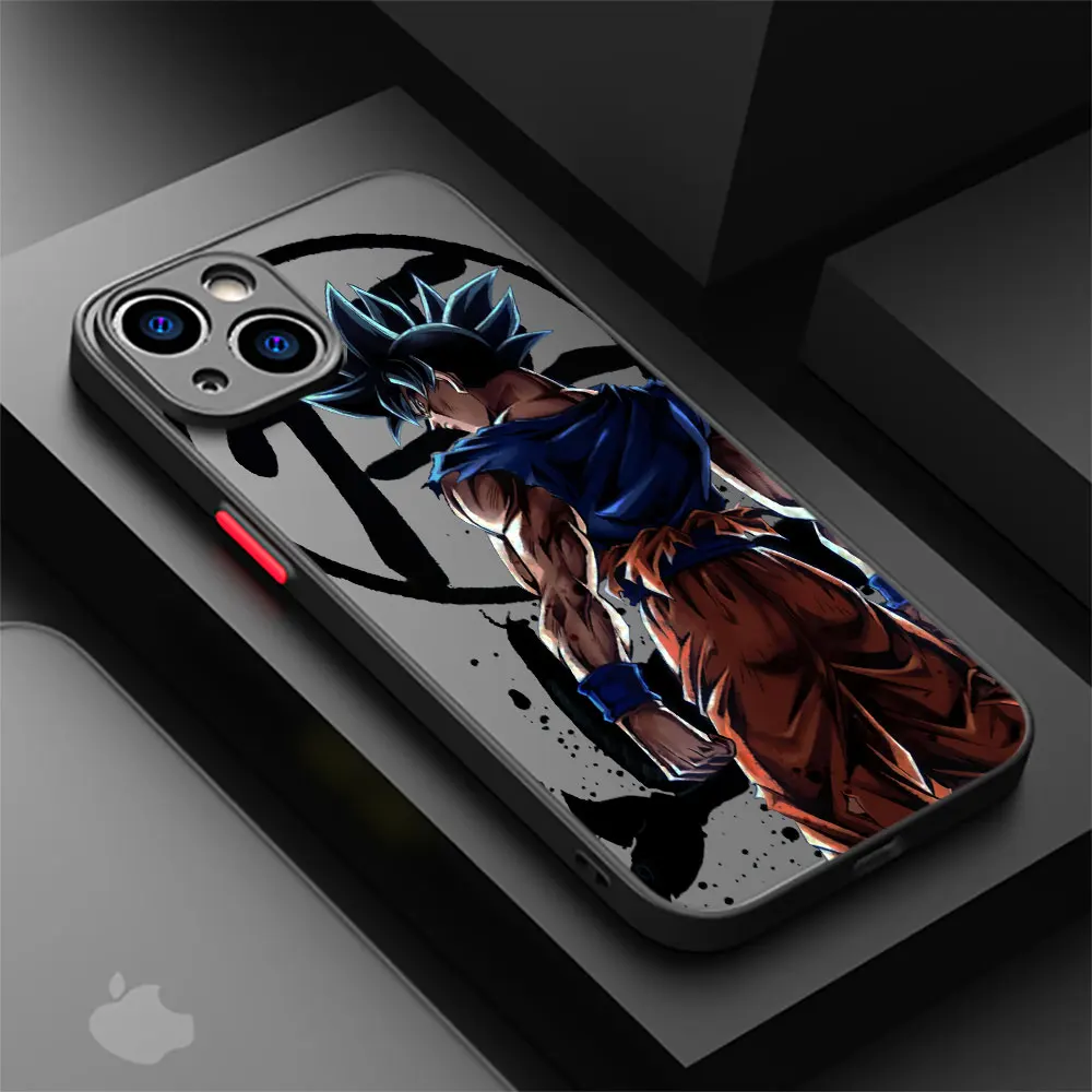 Mat Hoesje Voor Apple Iphone 11 15 14 Pro Max 13 12 Mini 7 8 Plus Xr X Xs Se 6 6S Telefoonhoes Black Shell Cool Man Anime Dbz