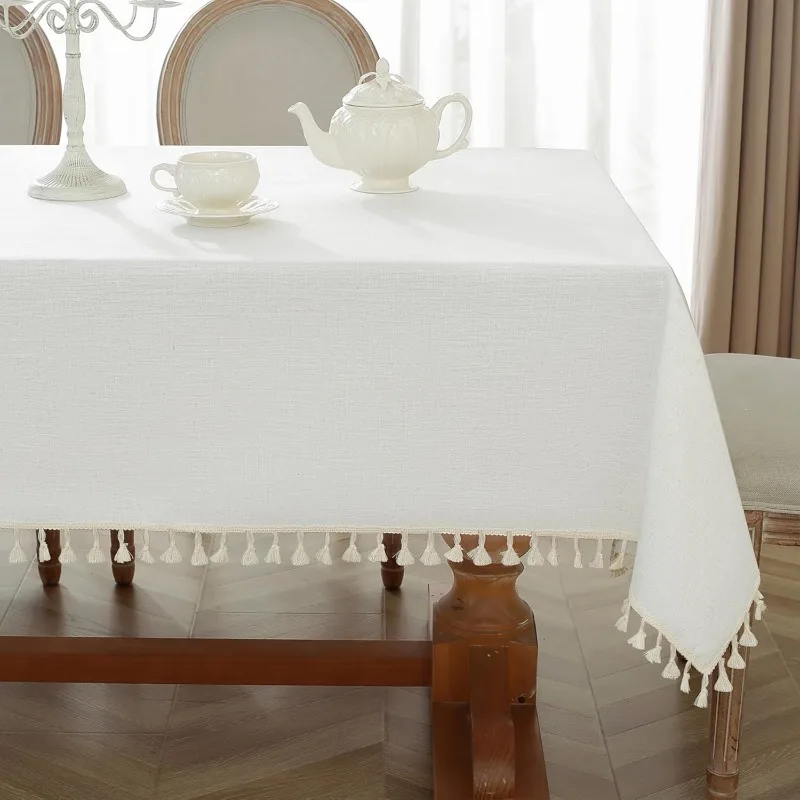 

Table Cloth Rectangle Table 55" x 106" Linen Look Texture Cotton Tablecloth Waterproof Wrinkle Free Heavy Duty Table Cover