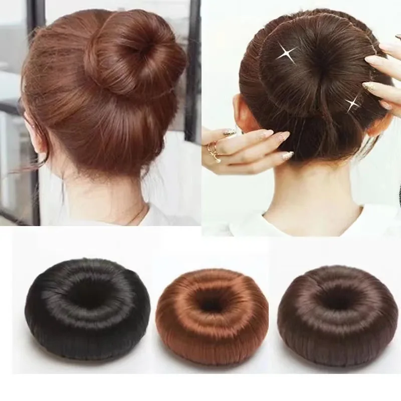 4Pcs/Lot Multi Fluffy Donut Wig Rings Cute Flower Bun Ball Head Hair Tray New Children's Pod Tie Styling Accessories HA2599