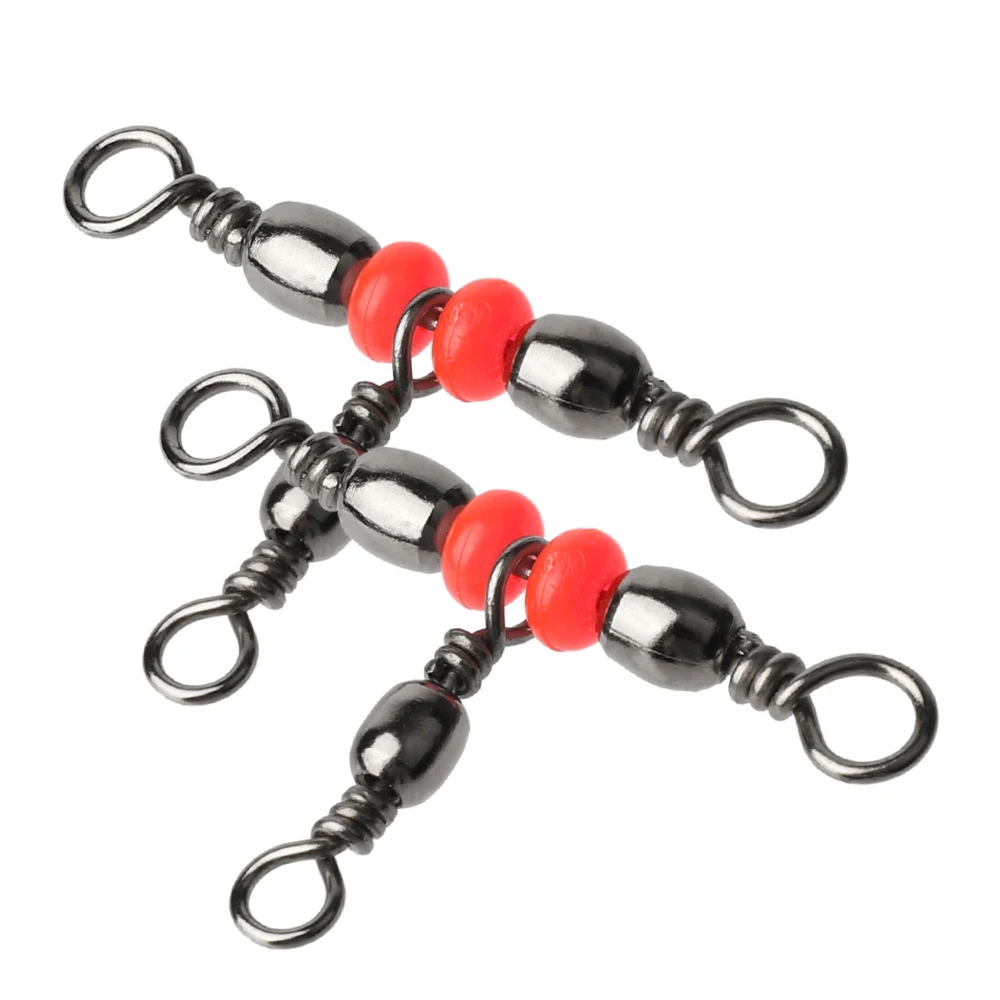 With Beads Triple 3 Way Fishhook Lure Line Fishing Swivel Fishing Connector Rolling Swivels Bearing Barrel Ring