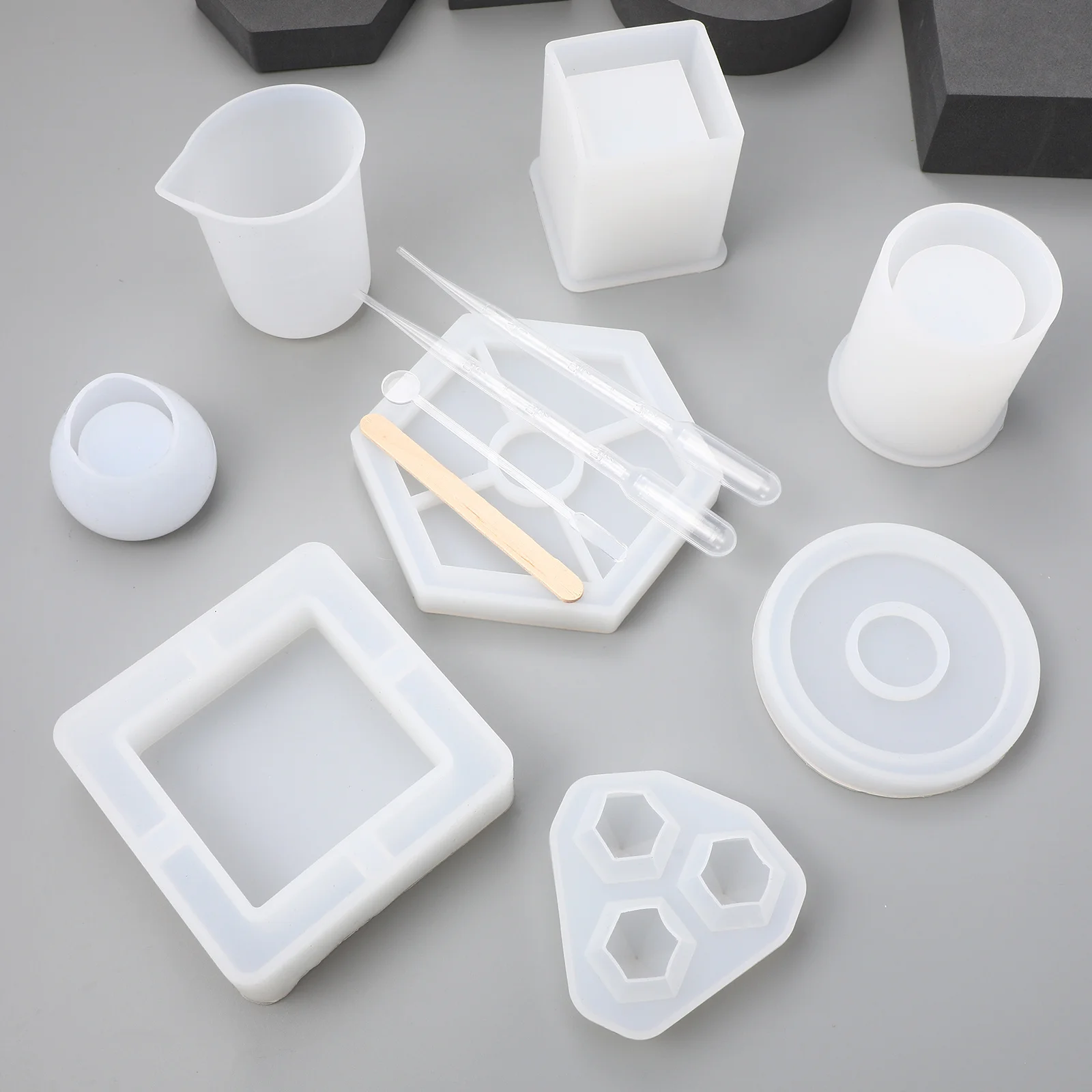 

1 комплект, силиконовая форма для литья из смолы, комплект хрустального цилиндра, кулон, пепельница, держатель подставки, сделай сам, ремесла, силиконовые формы из смолы