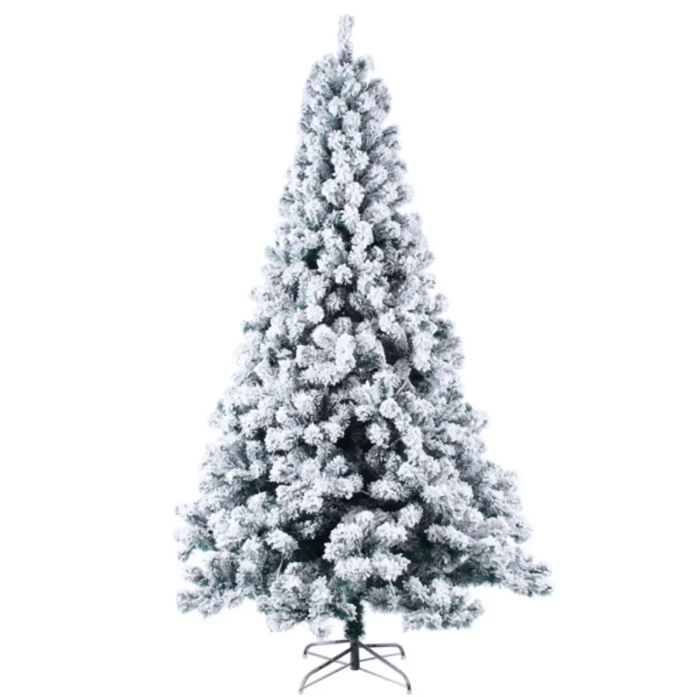 

Green Flocking Christmas Tree, Warm, 8 Patterns, 1202 Branches, Automatic, Structure, PVC Material, Durable, 6ft, 550 Lights