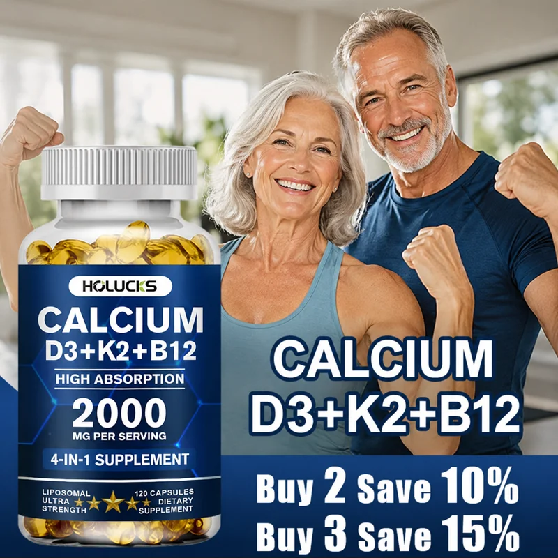 

High Absorption Calcium Capsules, with D3 & B Complex Vitamins, Support Teeth Health, Vitality & Cardiovascular Wellness