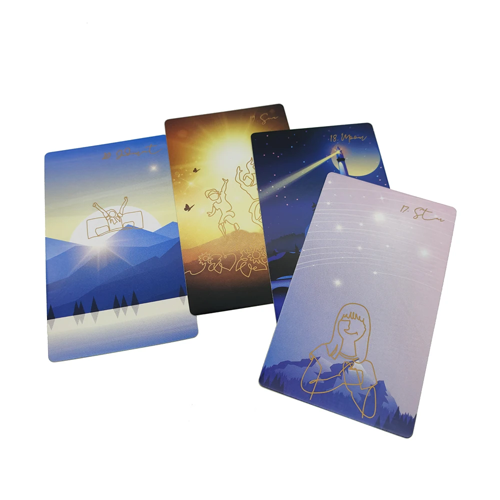 12×7CM cards.Linescape divination Tarot Narrow Line and Wide Landscape .NoStamping the line with GOLD FOIL with Guide Book