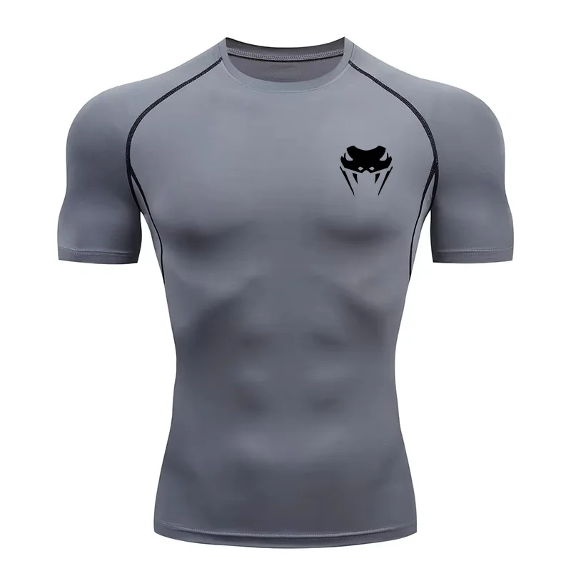 Men Running Quick Drying T-shirts Breathable Hiking Fishing Tees Soft Elasticity Outdoor Sports Short Shirt Summer Students