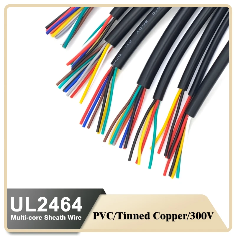 2/5/10M Sheathed Wire Cable 28 26 24 22 20 18 16 AWG Copper Signal Cable 2 3 4 5 6 7 8 10 Core Soft Electronic Audio Wire UL2464