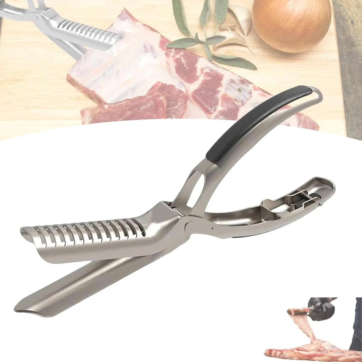 

Rib Membrane Remover Tool BBQ Rib Skinner with Arc Clamp & Non-Slip Grip for Easy Membrane Removal,Kitchen Gadget for Barbecue
