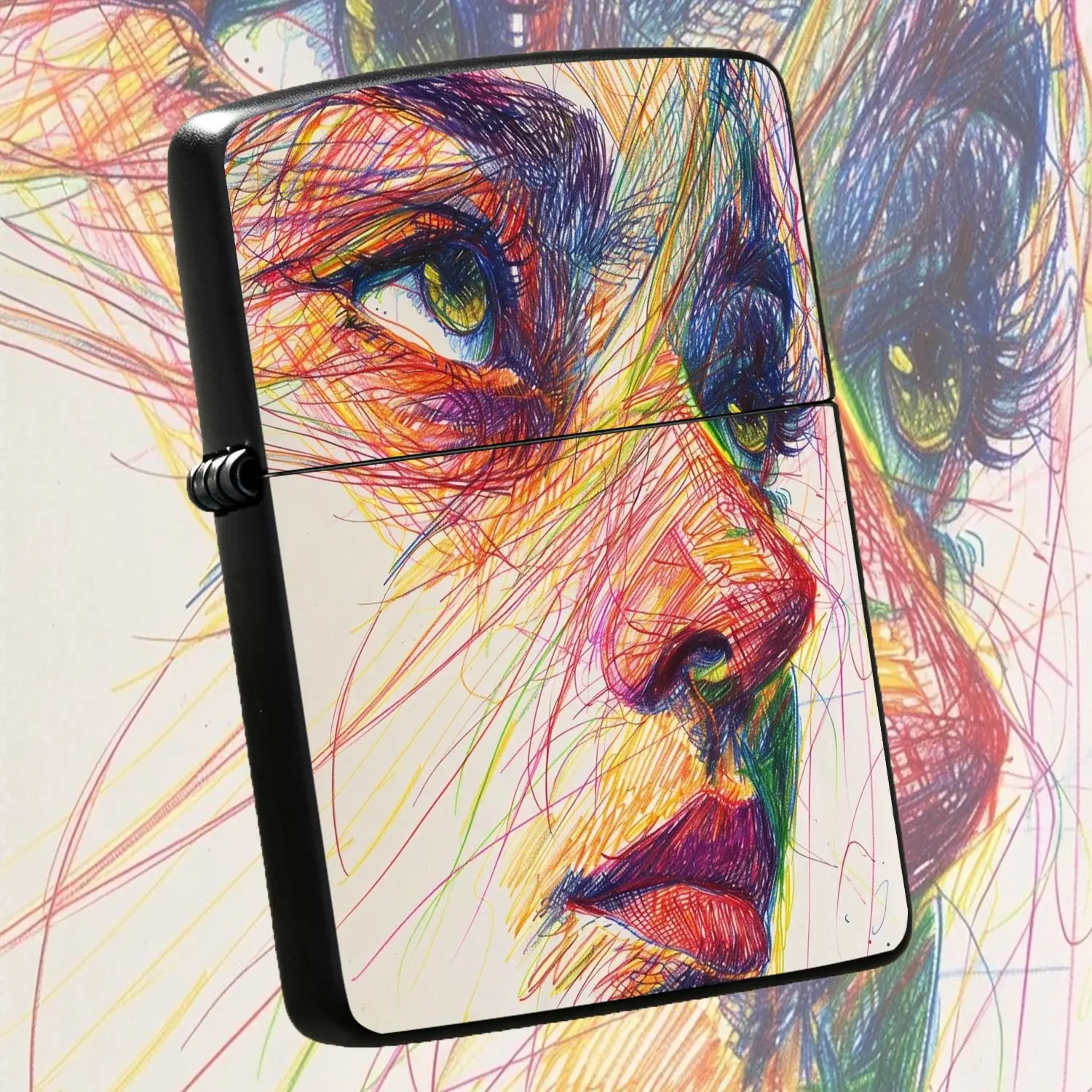 Creative Colorful Line Art Portrait Sketch Lighter, Artistic Hand-Drawn Style Human Face Pattern Tool, All-Scenario Applicable Portable Daily Accessory, Trendy Artistic Desktop Carry-Around Item, Ideal Present For Festival, Party, Gathering