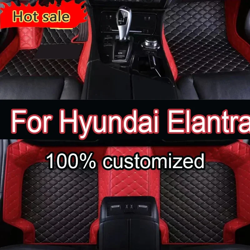 

Thickening Car Floor Mats For Hyundai Elantra Avante AD MK6 2017~2020 Luxury Leather Mat Auto Carpet Rug Set Interior Parts Car