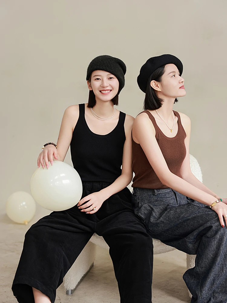 

Оригинальный дизайн, моющийся, из смесовой шерсти, с защитой от катышков, приталенный, разноцветный вязаный жилет, весна 2026, женская модная внутренняя одежда, однотонный